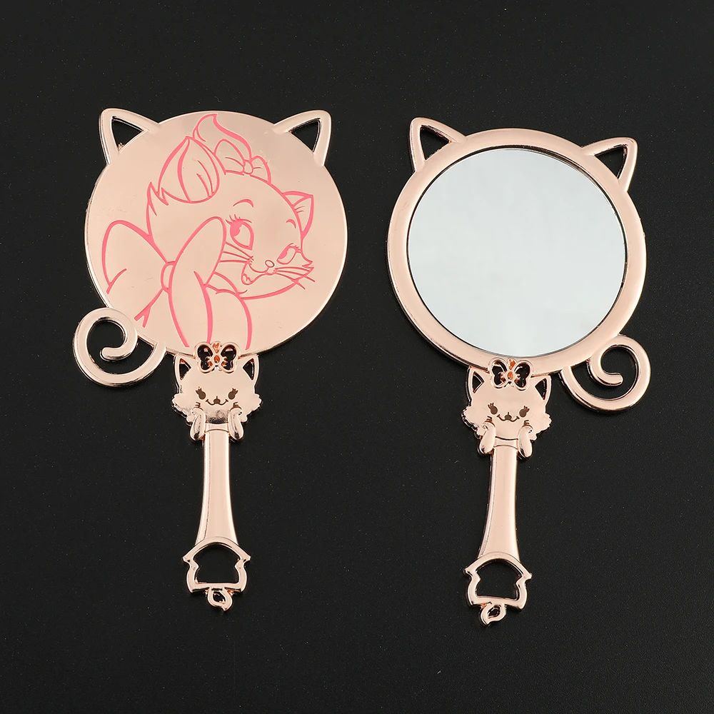 Disney Cartoon The Aristocats Mini Handheld Desktop Cosmetic Makeup Mirror Portable Marie Cat Makeup Mirror for Women Spa Gift