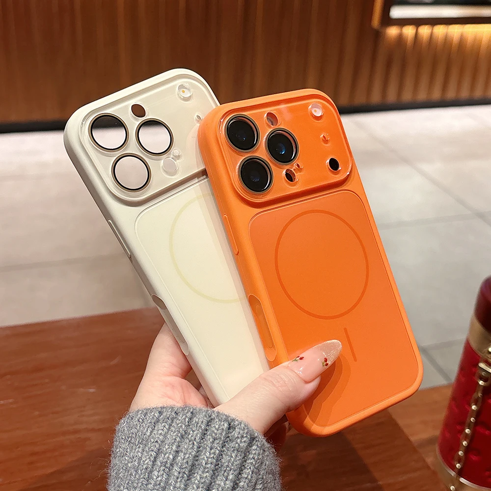 Luxury Glass Camera Protect Phone Case For iPhone 17 16 15 14 13 Pro Max 17Pro For Magsafe Magnetic Liquid Silicone Soft Cover