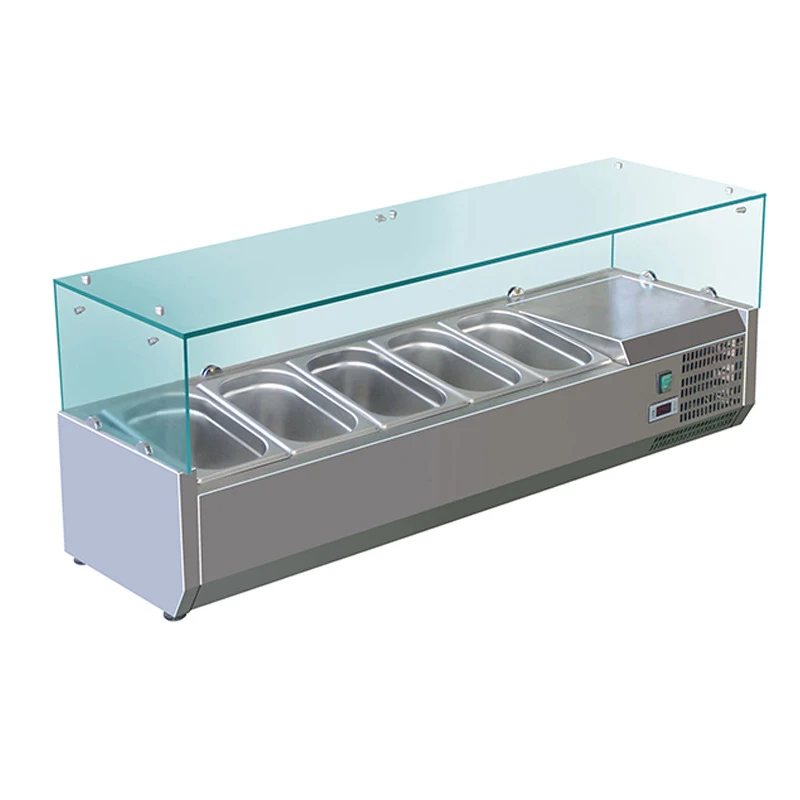 Stainless Steel Sandwiches Ingredient Pizza Prepare Restaurant Salad Refrigerator Fridge Working Bench Counter Worktable Chiller