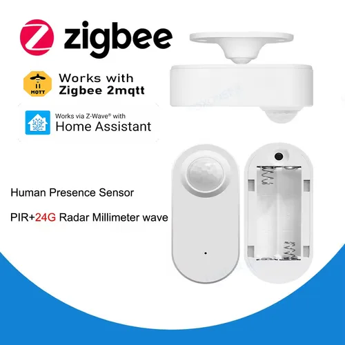 Detector de presencia humana Zigbee, detección de luminancia/distancia, Sensor de movimiento PIR inteligente compatible con asistente doméstico Zigbee de 2 mqtt