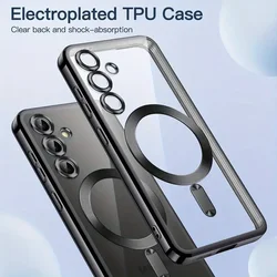 Transparent TPU Case For Samsung Galaxy S25 S24 S23 S22 S21 S20 Ultra Plus FE S24FE S24Ultra Note 20 10 For Magsafe Charge Cover