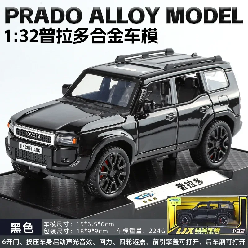 1:32 Toyota Prado Geländewagen hohe Simulation Druckguss Metall legierung Modell auto Sound Licht zurückziehen Sammlung Kinder Spielzeug Geschenk a952