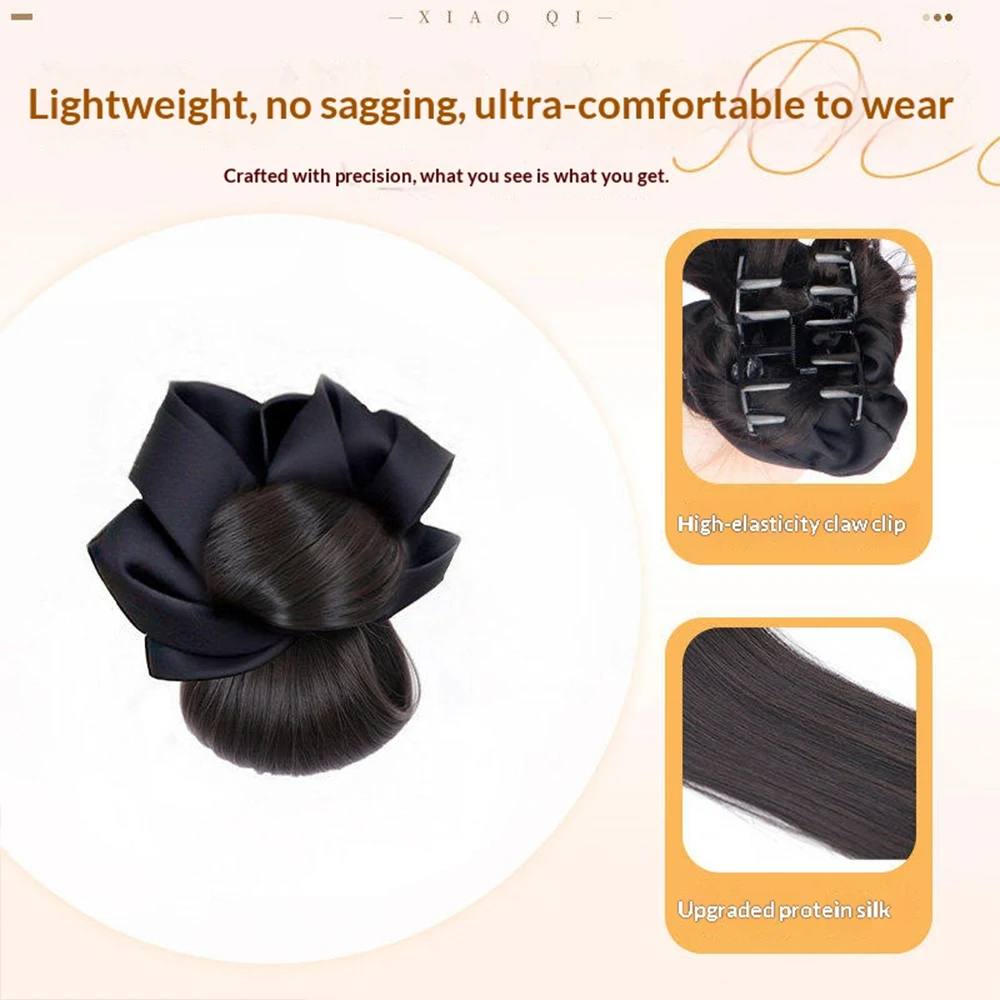 Low Synthetic Bun Ponytail Hair Natural Fluffy Claw Clip Chignon Hair For Women Lazy Bun Wig Bag Hair Accessories For Daily Use view 5