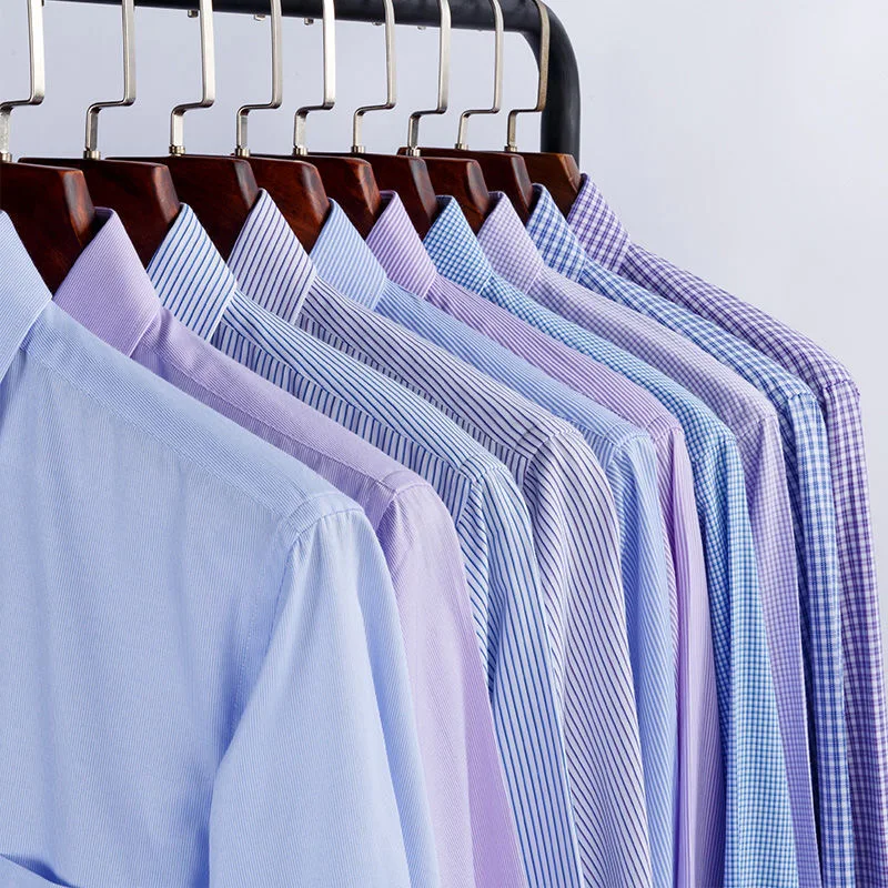 

Men's Business Casual Shirts White Blue Regular Fit Long Sleeve Cotton Classic Plaid Striped Checked Social Work Dress Shirts