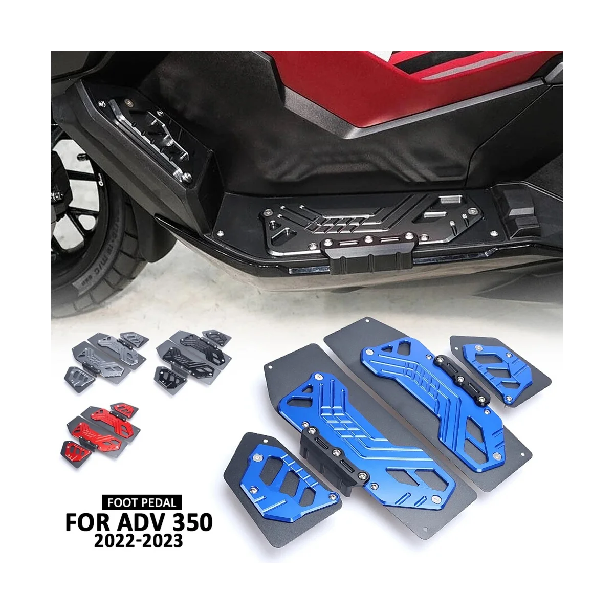 Motorfiets Voetsteun Voetsteunen Voetsteunen Pedalen Pedalen Plaat Pads Voor Honda Adv350 ADV-350 Adv 350 2022 2023 (Zwart)