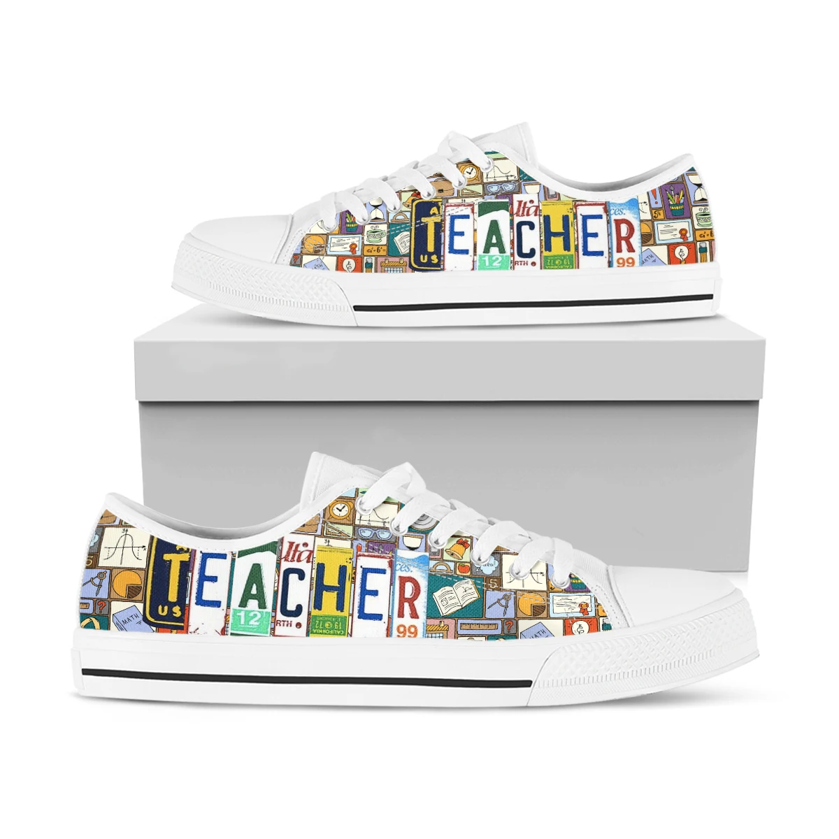 License Plate Teacher Women's Casual Canvas Sneakers Fashion Low-top Women Shoes Light Sole Candy Flats Female Canvas Shoes