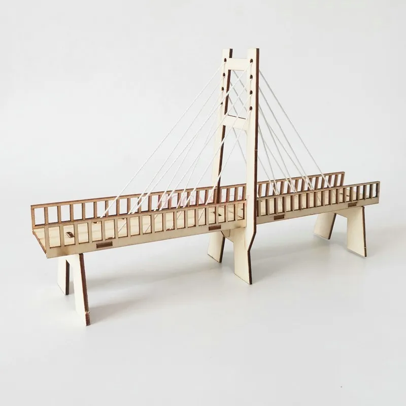 1set DIY Toy Puzzle Activities for DIY Physical Cable-Stayed Bridge Childrens Physical Model DIY Cable-Stayed Bridge Toys Wooden