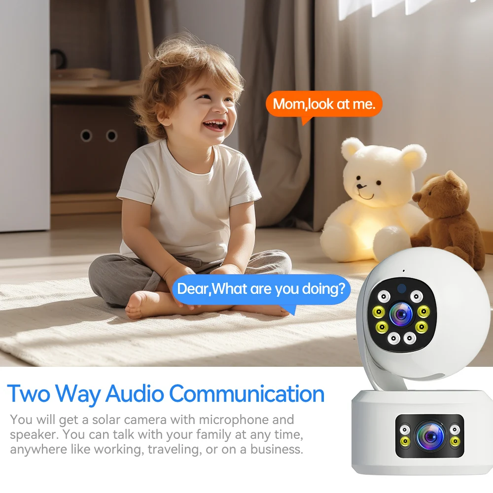 Difang 4MP Dual Lens Yoosee WiFi Telecamera di sicurezza Rilevazione movimento interno Conversazione bidirezionale, Visione notturna a colori 360 °   Telecamera wireless PTZ