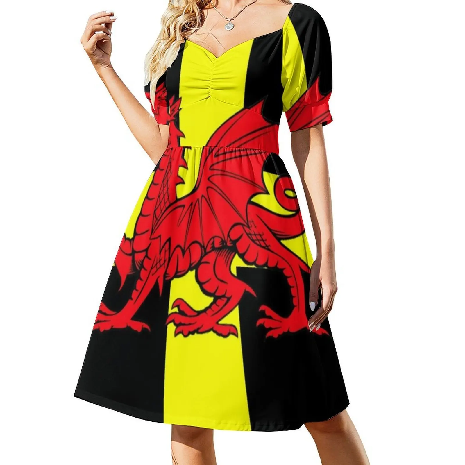 فستان بانر ديفي سانت A'R Ddraig Goch Preppy Style فستان قصير للنساء على شكل حرف a فضفاض مناسب فستان يوم غير رسمي Cofiwch Cofiwch Dryweryn #2
