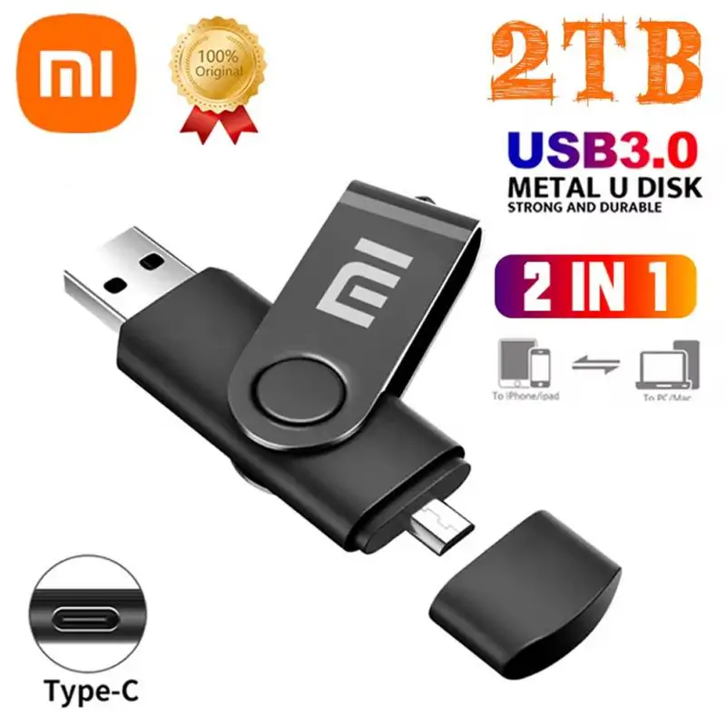 샤오미 USB 3.0 플래시 드라이브 펜 드라이브, C타입 U 디스크, 휴대폰 펜 드라이브, USB 메모리 디스크, 2TB, 1TB, 64GB, 256GB, 128GB, 512GB