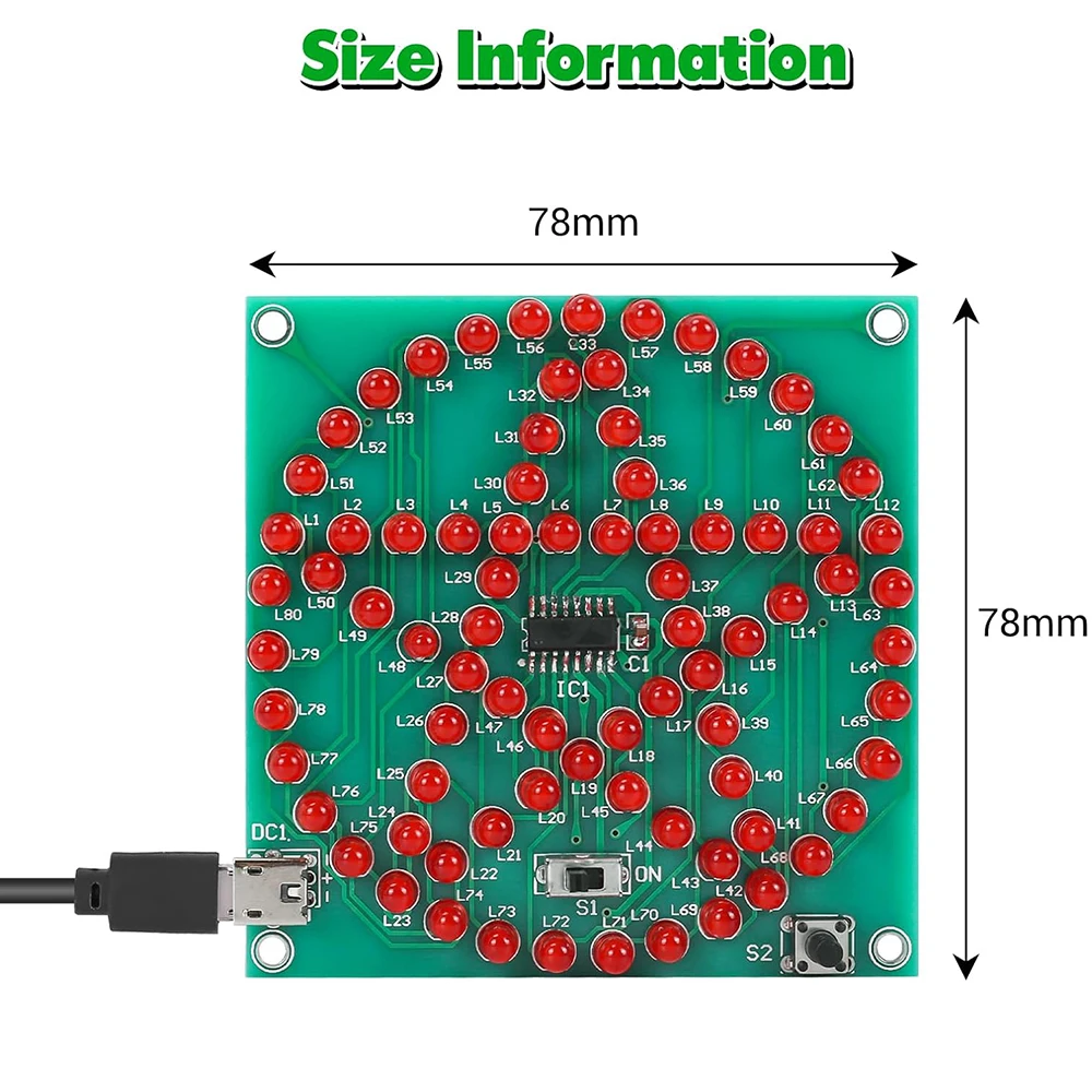 DIY LED Star Electronic Kit Water Light Circular Pentagram Soldering Project Practice 80pcs Lamp Component Welding STEM Training