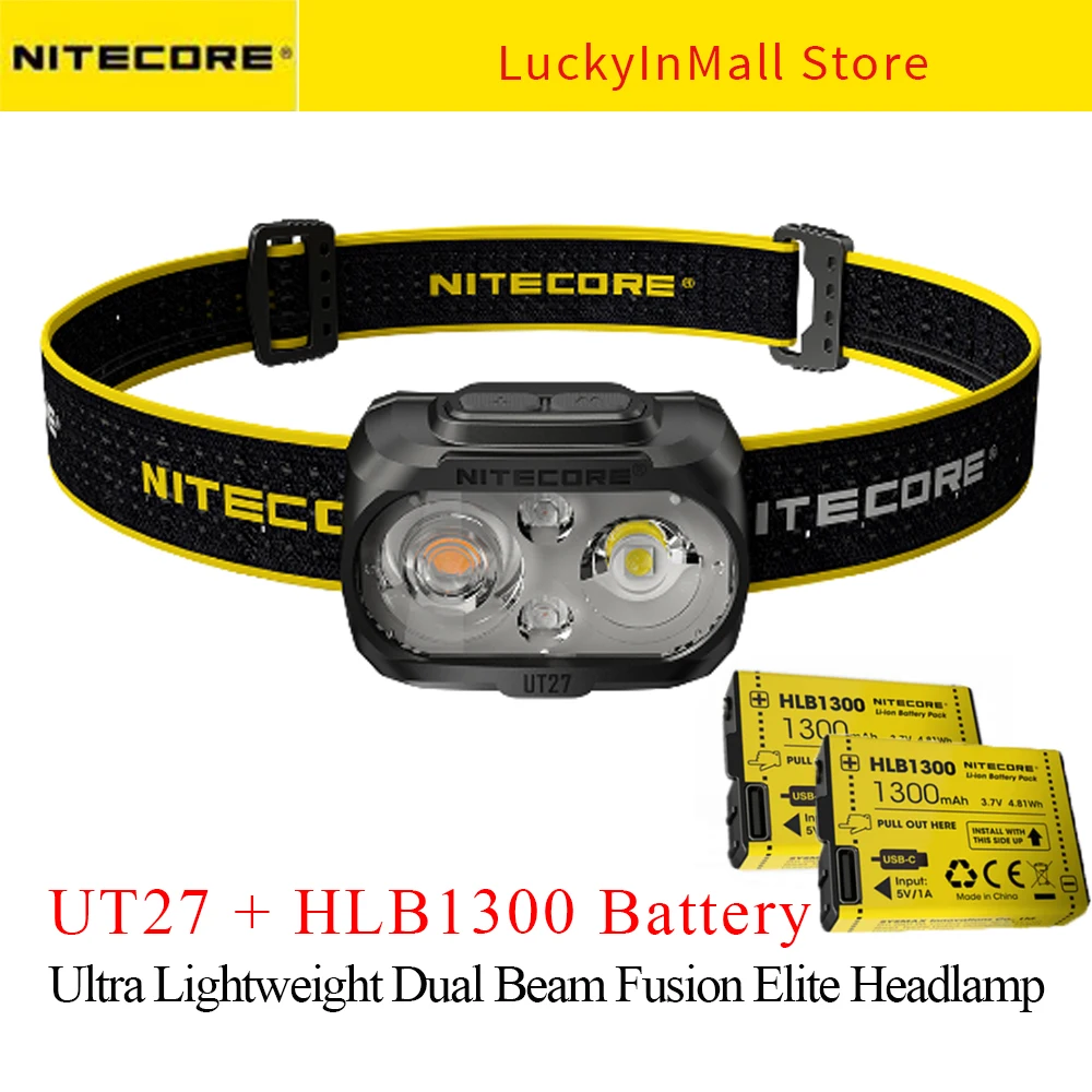 

Nitecore UT27 Headlamp Dual Beam Fusion Elite 520 Lumens CREE XP-G3 S3 LED Headlight Running Rechargeable Battery