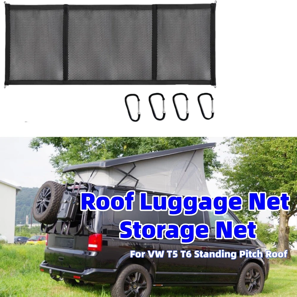 

RV Roof Luggage Net Storage Net Elastic Mesh Bag With 4 Hook Caravan Motorhome Storage Net For VW T5 T6 Standing Pitch Roof