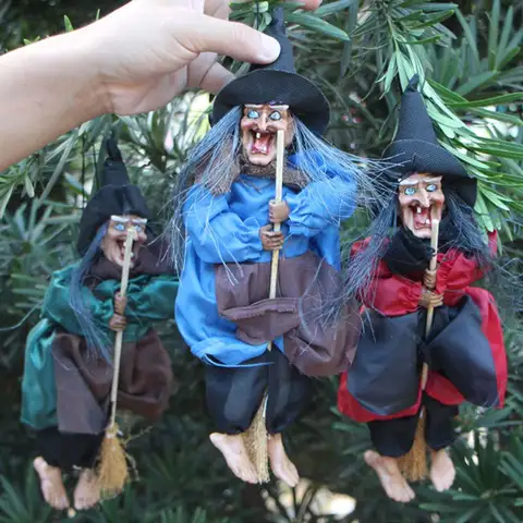 1pc Halloween Ghost Festival Hexe Figur hängende Puppe DIY Dekor Anhänger Party Spukhaus Requisiten Ornament Garten Bar Dekor
