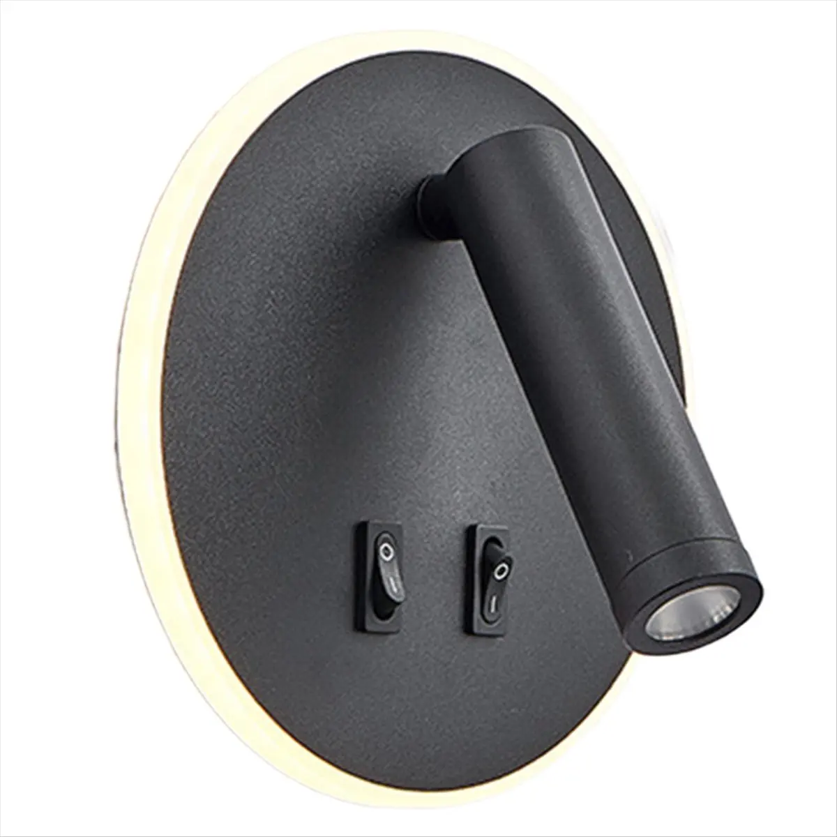 AA19 Mounted Eye Protection Rotatable Wall Reading Light Full Spectrum Spotlight LED Lamp Sconce Bedside Round Black