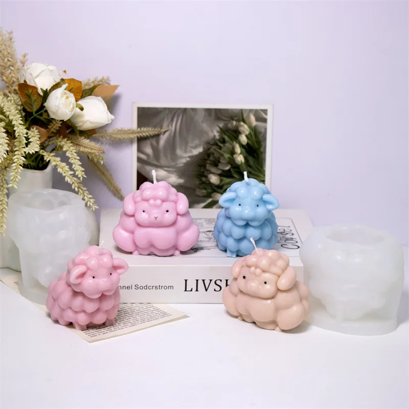

2pcs Silly Sheep Silicone Mold for DIY Cute Animal Candles, Cake Toppers & Plaster Decor