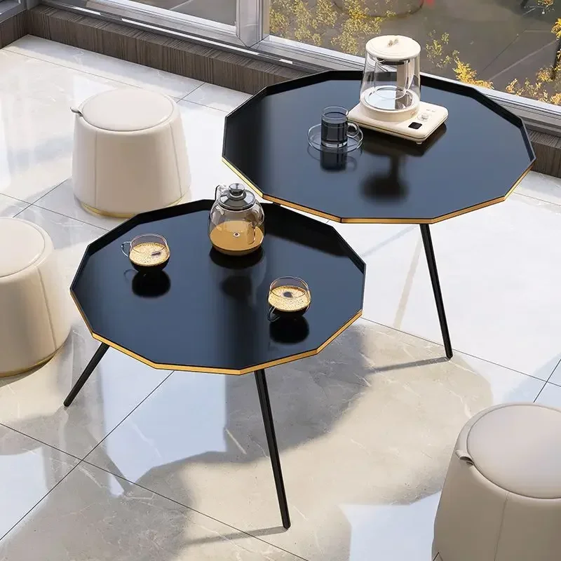 Petite Table Basse Polygonale en Acier Inoxydable, Table d'Appoint en Métal, Salon, Maison, délégations, Créatif