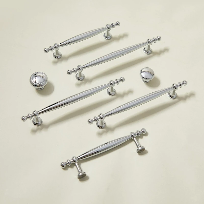 Silver Shell Drawer Knobs Nordic Bright Chrome Furniture Handles and Knobs Luxury Wardrobe Pulls Solid Brass Bookcase Handles