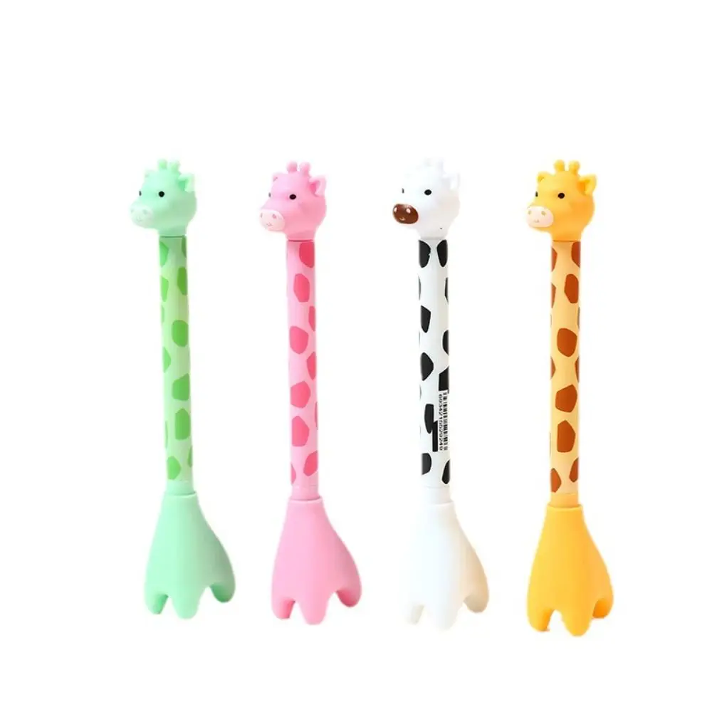 Cartoon Ballpoint Pen Standing Animal Gel Pen Cute Small Duck Giraffe Little Dinosaur Soft Gel Pen Signature Pens Stationery