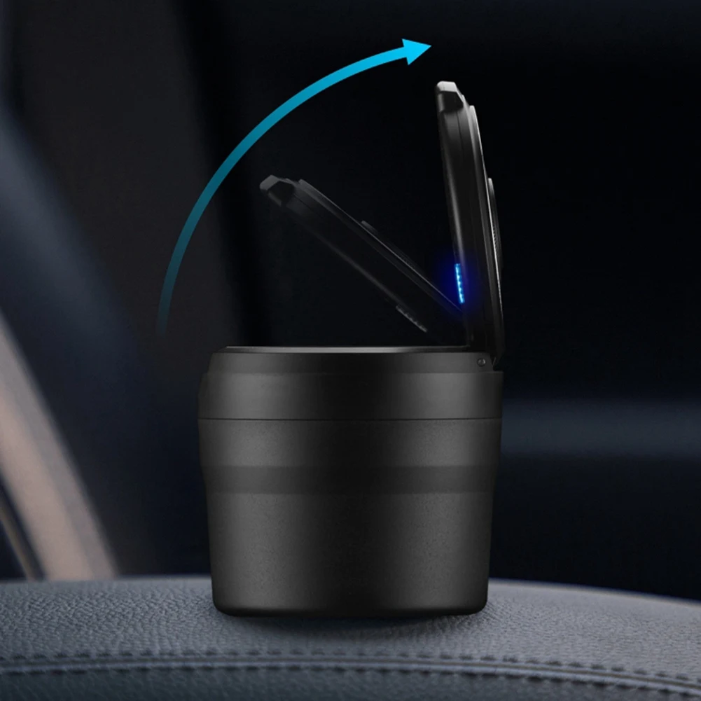 

LICE-2X Портативная пепельница со светодиодной подсветкой, автоматический держатель для чашки, пепельница для автомобиля, бездымные пепельницы, автомобильные аксессуары, черный