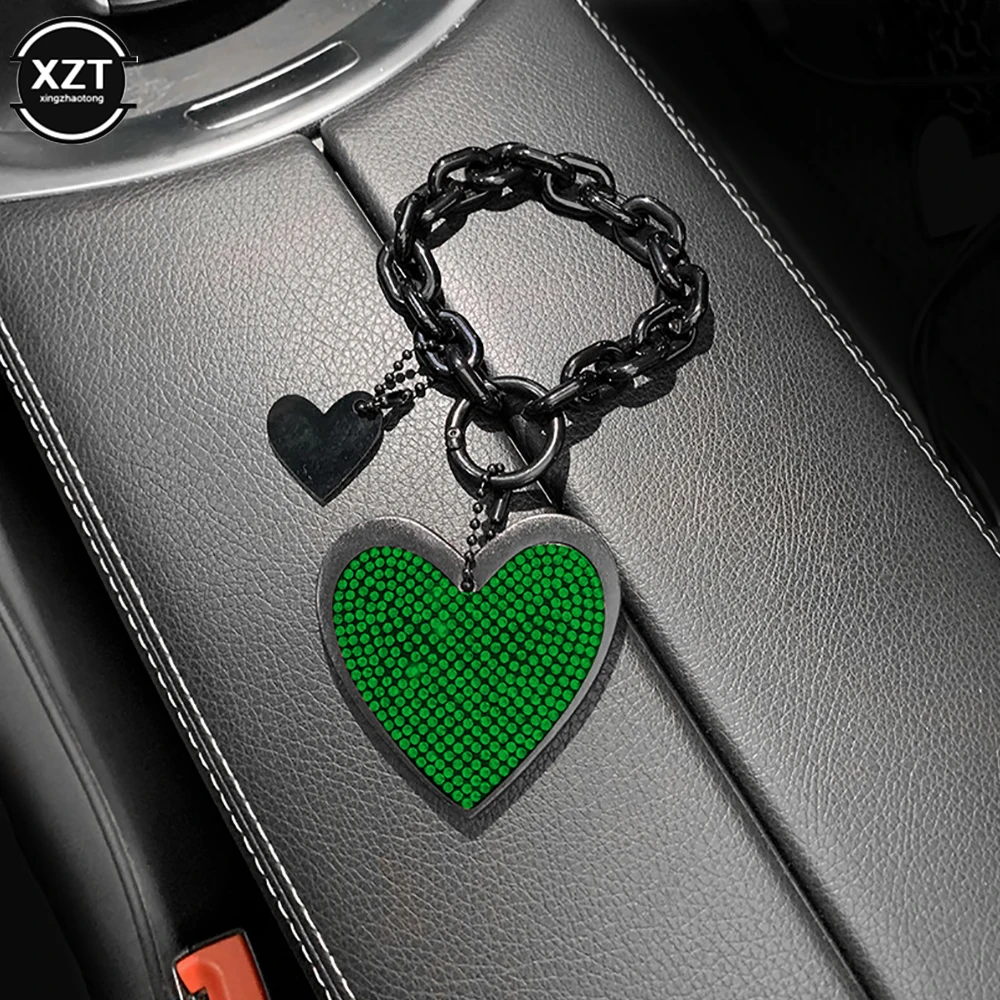 Rhinestone Love Diamond-encrusted Car Key Chain Pendant Microfiber Leather Keychain Bling Auto Styling Car Accessories for Woman