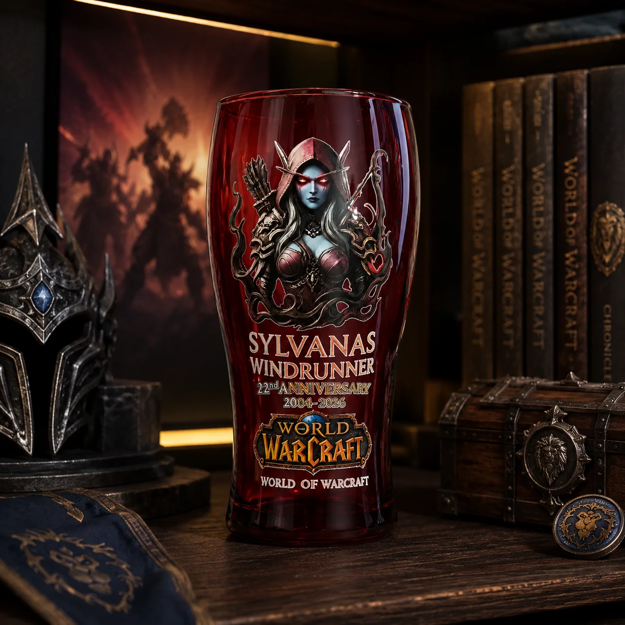 Vaso de Vidrio Sylvanas Windrunner, World of Warcraft, 22.º Aniversario, La Reina Banshee, Jarra de Cerveza para Colección de Fans, Decoración para Bar en Casa