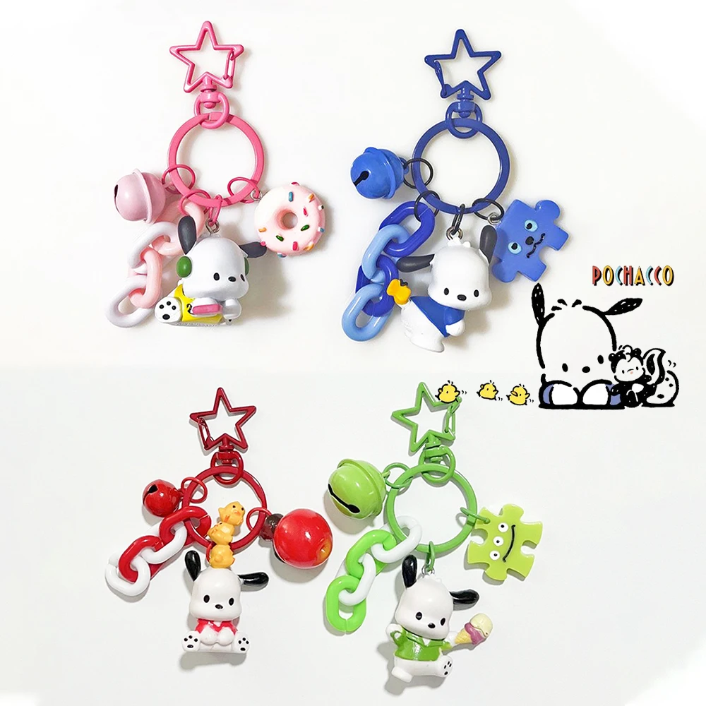 Sanrio Pochacco Schlüssel bund Y2K Anhänger Halter Schlüssel niedlichen Anime Cartoon Kette Auto Schlüssel ring Handy tasche hängen Schmuck Kinder