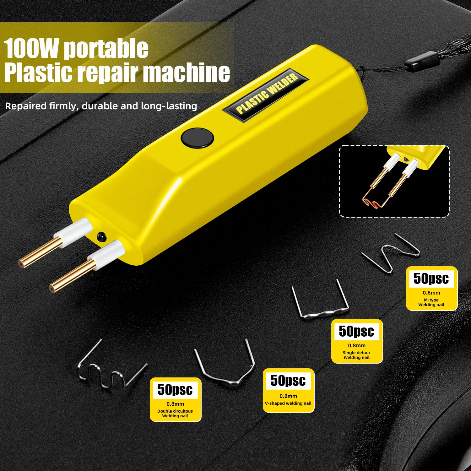 100W Plastic Welder 2 In 1 Plastic Welding Kit Portable MINI Hot Plastic Crack Repair Tool Repair Automobile Bumper Welding Nail