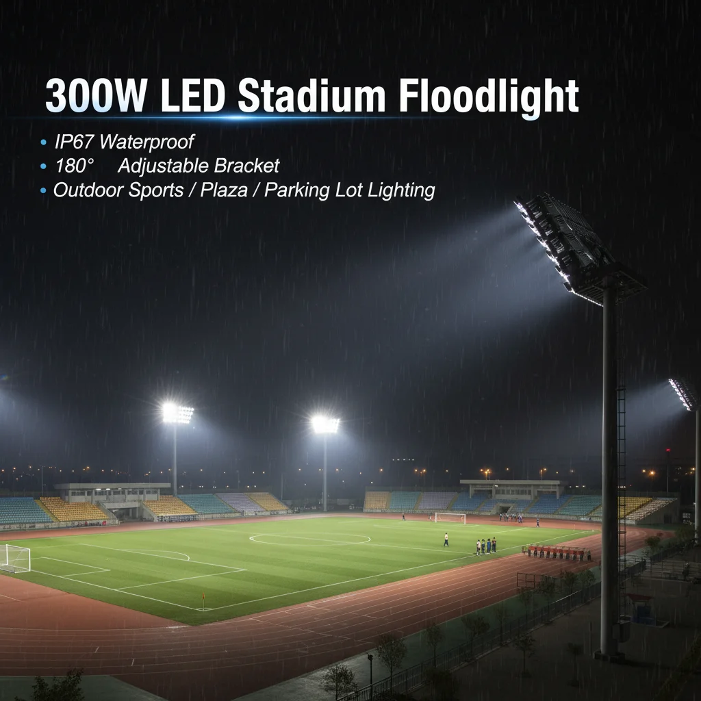 

Светодиодный прожектор для стадионов 300 Вт, водонепроницаемый уличный светильник IP67 для спортивных площадок, 180° ° Регулируемый кронштейн 100-277В, стандарт США