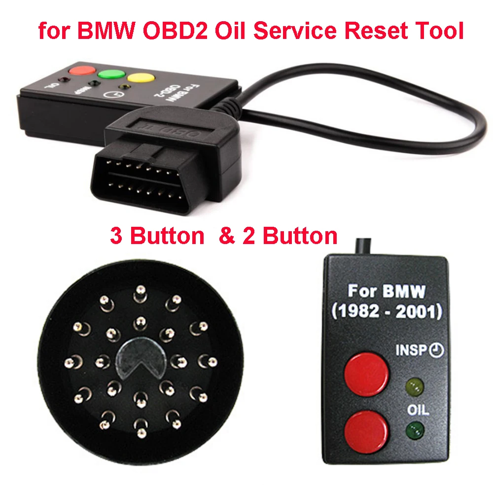 

for BMW OBD2 Oil Service Reset Tool 3 2 Button Inspection 1982 to 2001 E30 E34 E36 E39 Z3 16Pin 20PIN LED Car Diag Scan B-MW