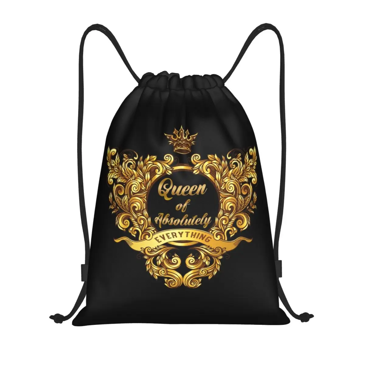 

Пользовательский рюкзак Queen Of Absolutely Gold с цветочным принтом в стиле барокко на шнурке, спортивная спортивная сумка для женщин и мужчин, рюкзак для покупок