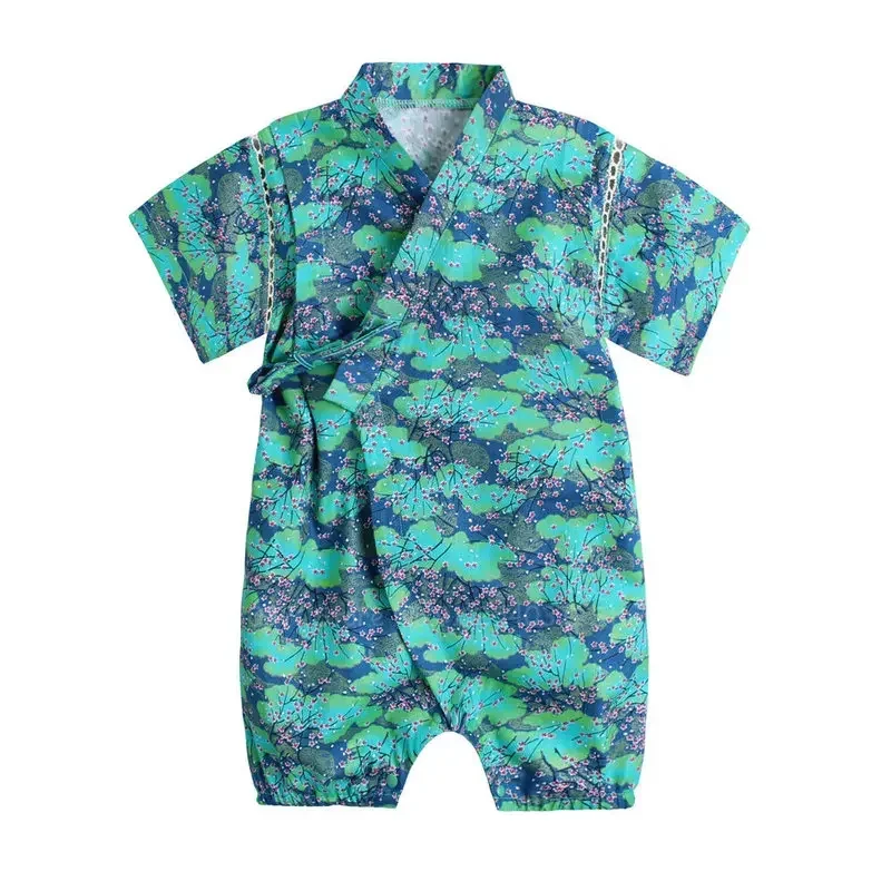 Baby Japanese Traditional Style Kimono Jumpsuit Newborn Yukata Romper Indoor Sleepwear Kid Pajamas Print Asian Oriental Clothing