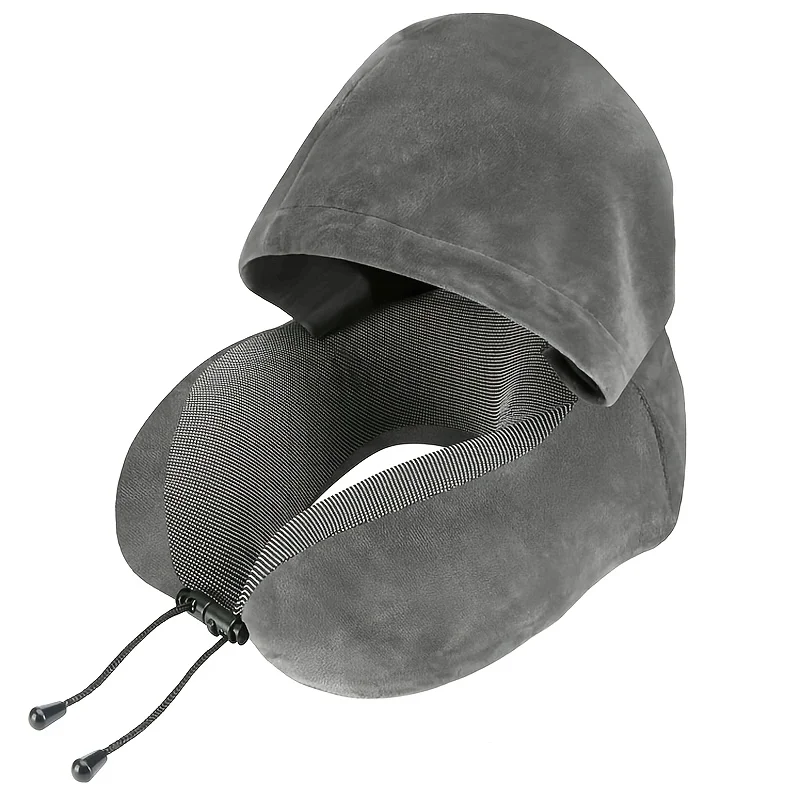 1pc Adjustable Hooded U-Shaped Neck Pillow, for Car Travel & Outdoor Use,  Neck Pillow for Travel, Car Travel Accessory