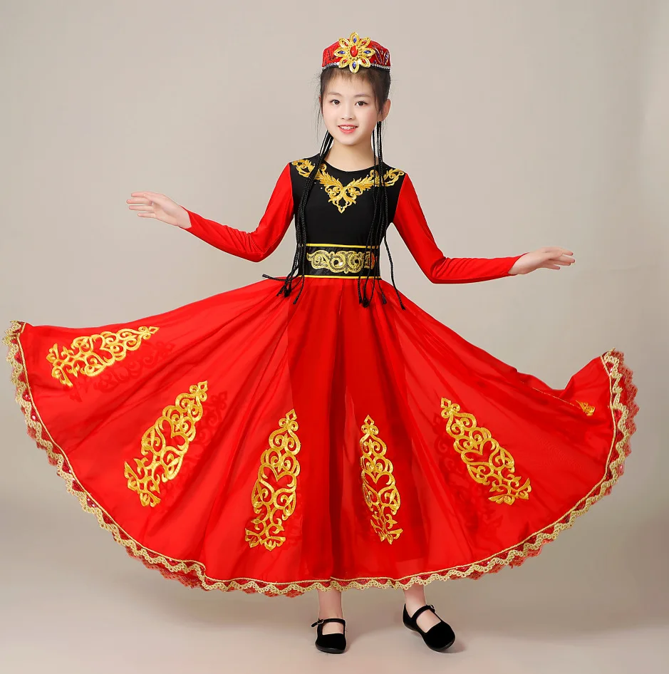 Costumes de spectacles de danse pour enfants, vêtements de danse de fête de vacances, vêtements traditionnels chinois pour filles, robe de paupières ethnique