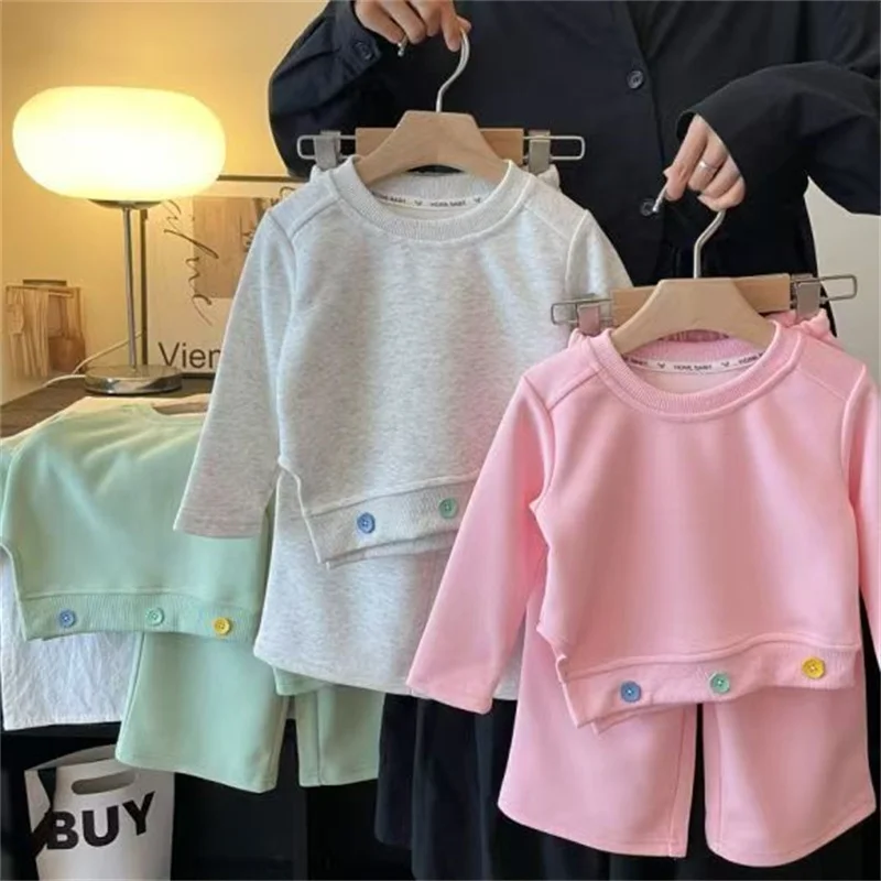 Girl's Spring Sets Kids Fashion Suit Autumn New Casual Outfit Children's Long Sleeve Top Pants 2 Piece Baby Sweet Clothing