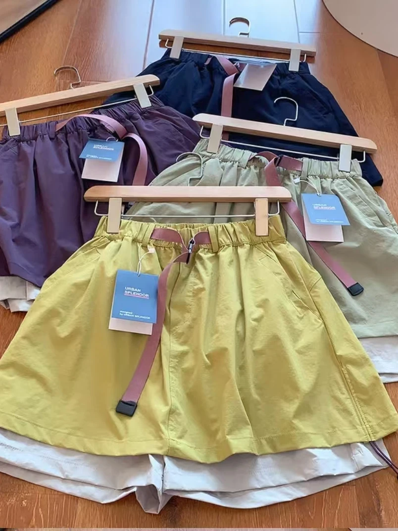 

Outdoor Mountain Series High Waist Elastic Light Weight Breathable Qui Dry orts A-Line Skirt Pants Women Summer Cycling S...