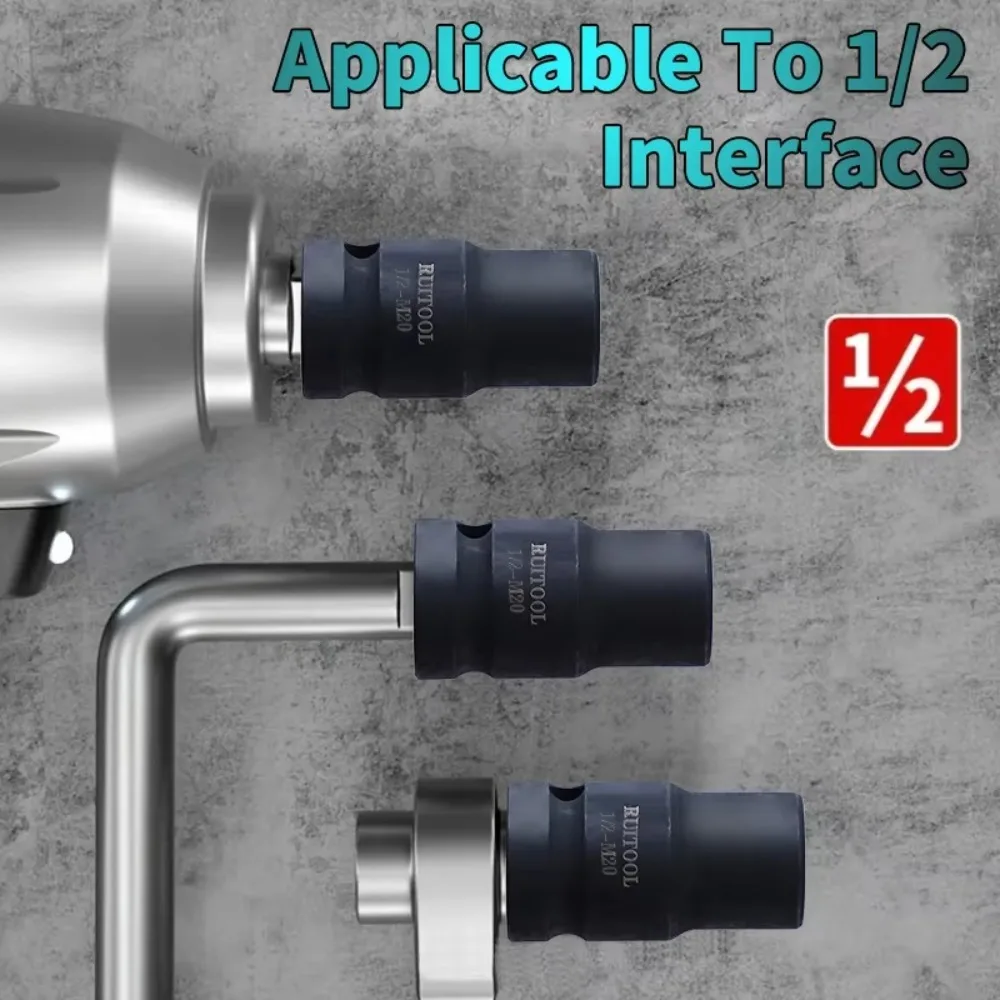 1/2 "Square Hole Taper Socket for Pneumatic Wrench M6-24 Machine Die Socket Adapters Hex Shank Machine Screw Metric Plug Threa