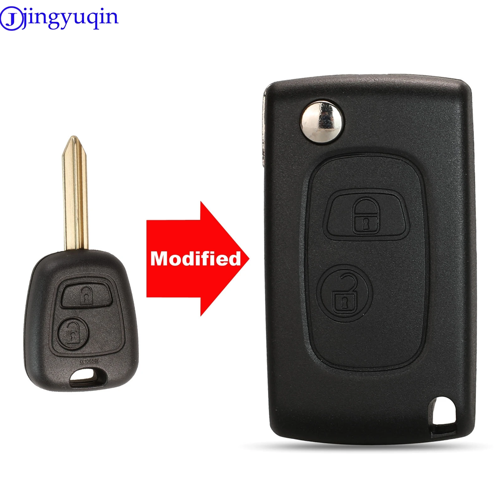 

jingyuqin 2 Buttons Remote Modified Keyless Folding Car key Cover For Citroen Elysee Saxo Berlingo Xsara Picasso Car Alarm