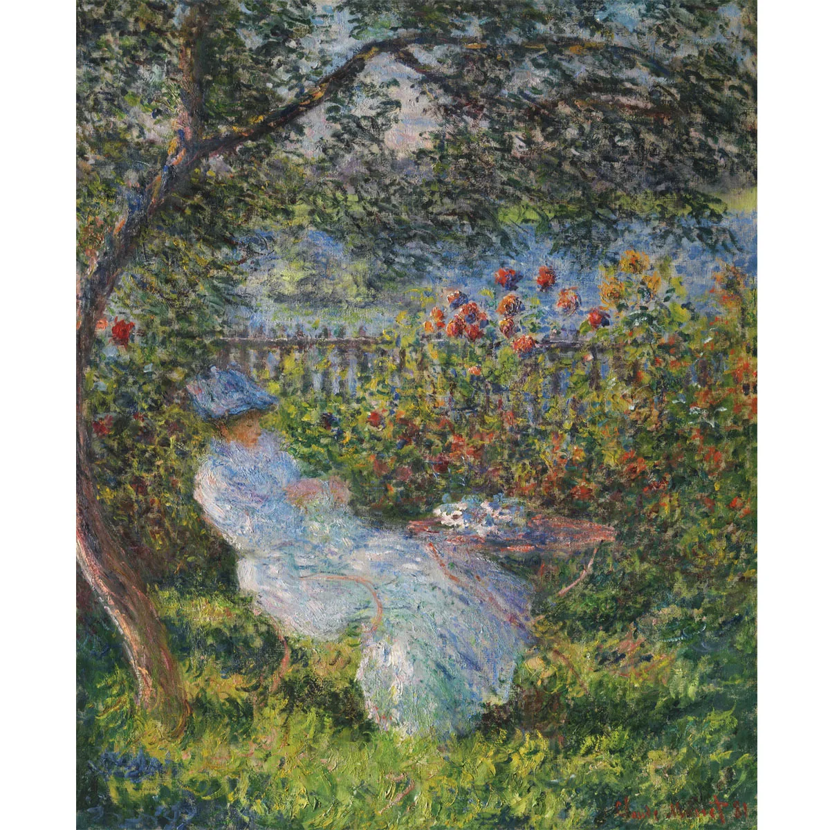 Claude Monet paintings,Alice Hoschedé in the garden,Hand painted landscape oil painting on canvas,Home decor,canvas wall art