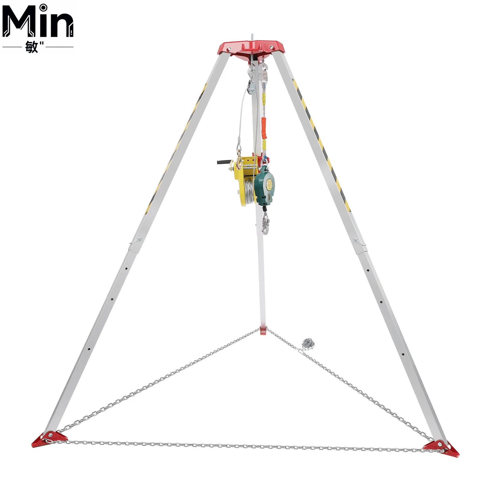 Confined Space Tripod Kit with Fall Arrester Down Lifting Well Winch Bracket Fire Rescue High-Rise Building Tripod