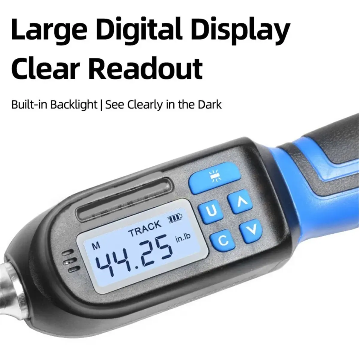Adjustable Digital Torque Wrench Spanner Head, 6.8-135N.M Electronic Jaw Open End Torque Wrench with Buzzer & LED