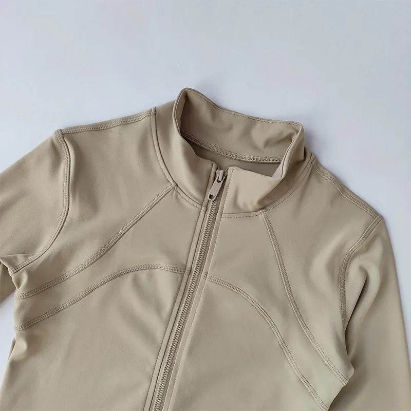Damen-Sportjacke mit langen Ärmeln, schnelltrocknend, lässig, für Fitnessstudio, Workout, Fitness, Laufen, Training, Fitnessjacke, Sweatshirt – Detail 8