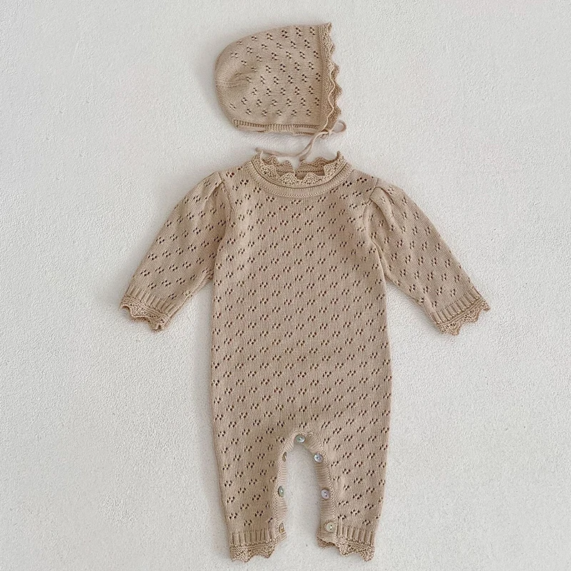 Spring Newborn Baby Girl Knitting Bodysuits Korean Style Infant Baby Girls Jumpsuit One piece Outfit Toddler Baby Girl Clothes