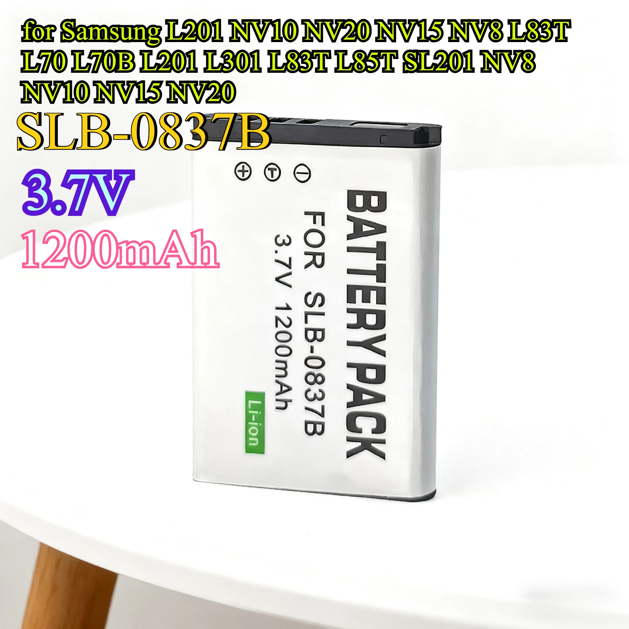 بطارية بديلة 1200 مللي أمبير في الساعة SLB-0837B لهاتف سامسونج L201 NV10 NV20 NV15 NV8 L83T حزمة طاقة الكاميرا الرقمية لسلسلة DualView & NV #1