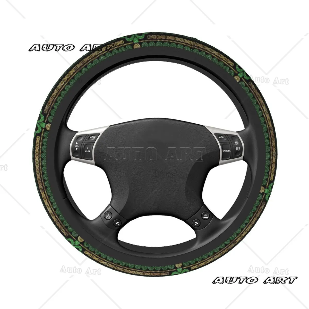 37-38 Car Steering Wheel Cover Shamrock Four Leaf Universal St Patricks Day Braid On The Steering Wheel Cover Auto Accessories