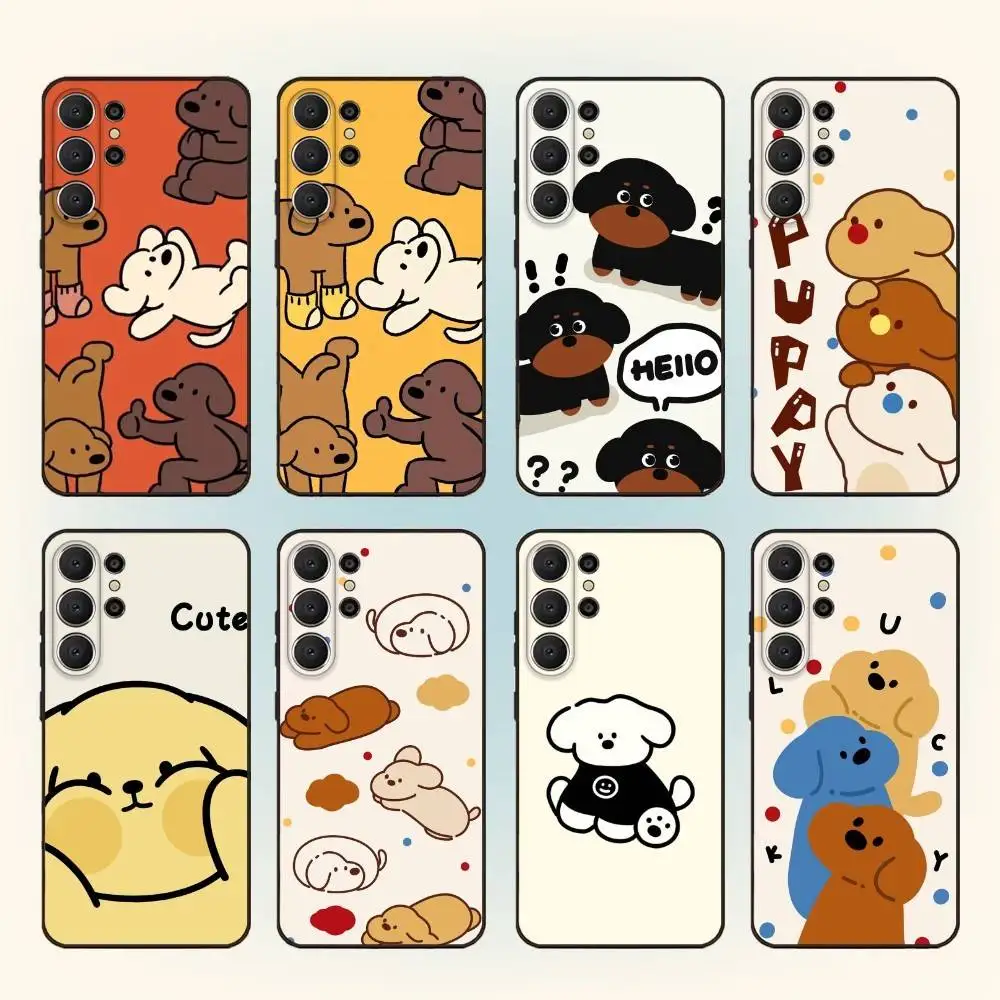 

Fluffy and cute puppy Phone Case For Samsung S25,24,23,22,30,21,10,9,Ultra,Plus,Lite,FE Black Soft Case
