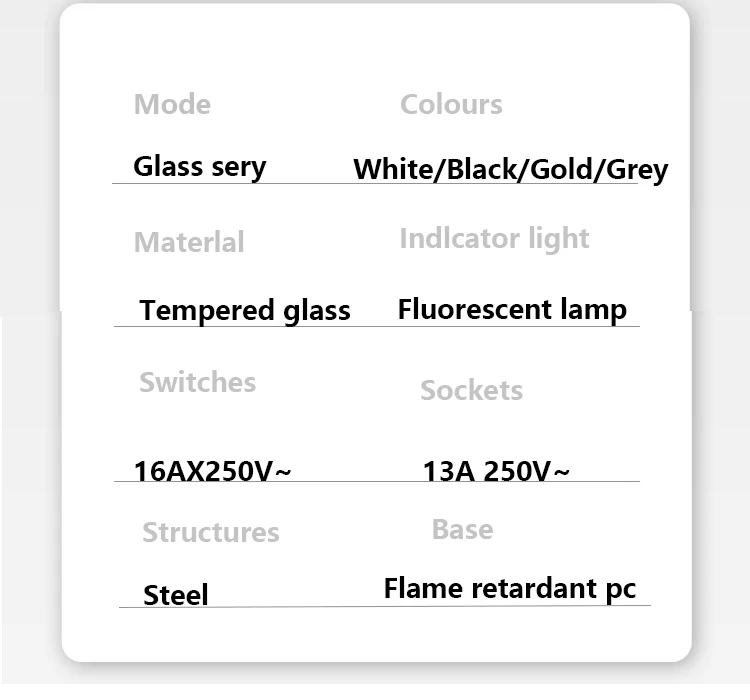 Tempered glass UK wall switch and socket 27