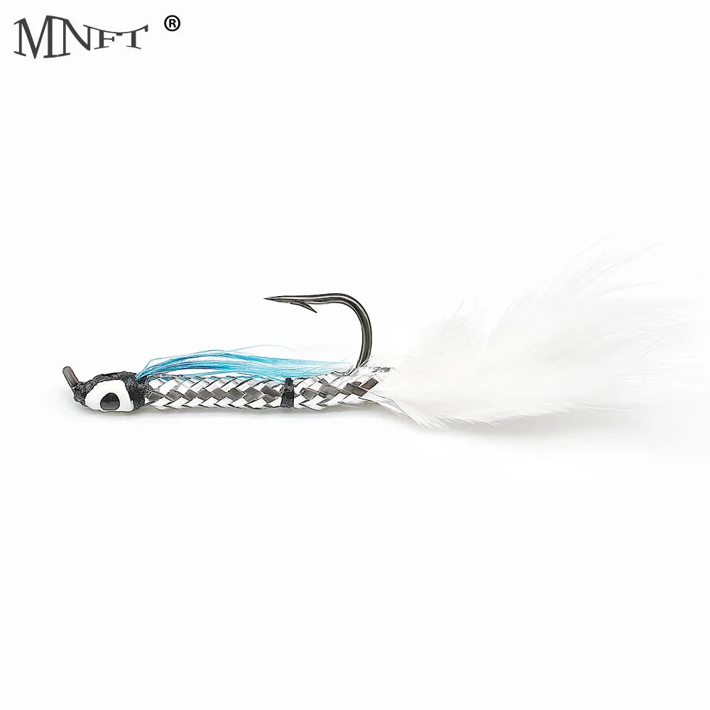 MNFT 10 szt. Niebieska płetwa srebrny korpus Streamer suche muchy przynęty z haczykami na korbę 4 #