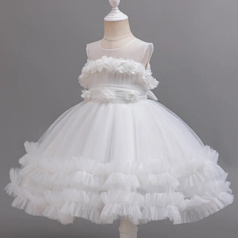 

Baby Girl's Wedding Dress Toddler Kids Princess Dress Lace Tulle Birthday Party Tutu Dress Children Pageant Clothing for 2-10 Y