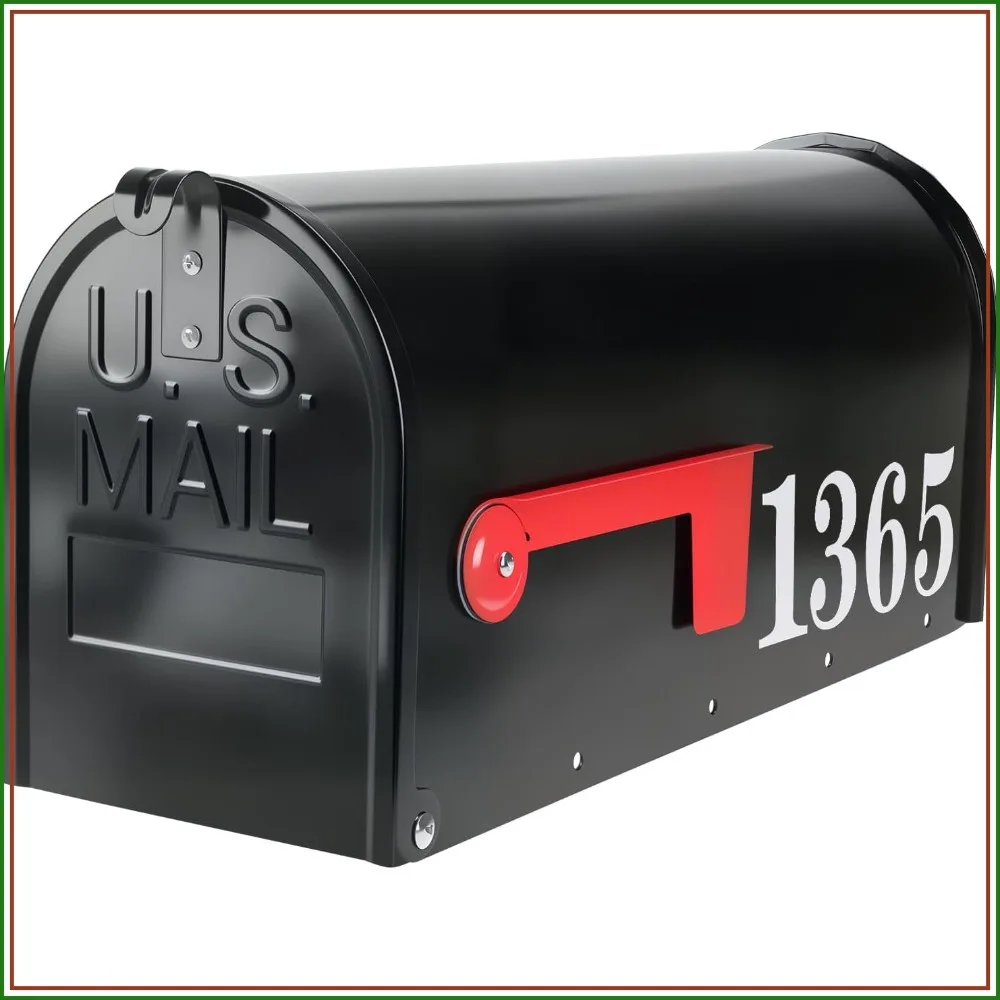 

Metal Post Mount Mailbox, Galvanized Steel, Waterproof, Medium Capacity, Red Flag, Modern Style, 18.8x9x6.7 in